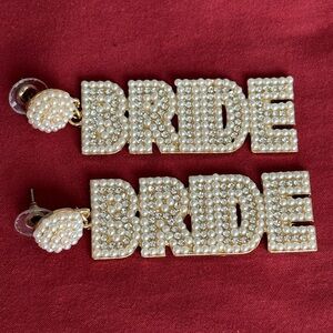 Like new Pearly and sparkly “BRIDE” stud dangle earrings